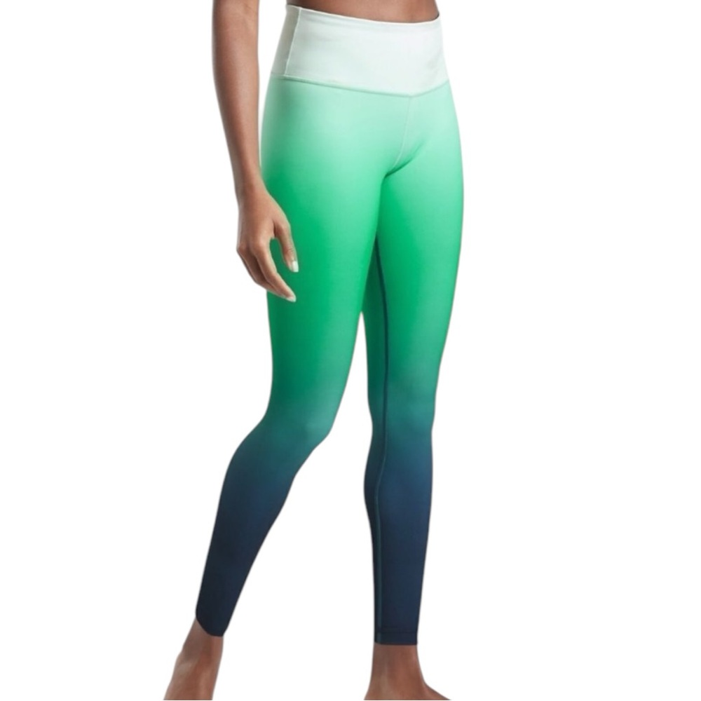 Athleta Green & Blue Ombre Elation 7/8 Tight Leggings Pants size Large